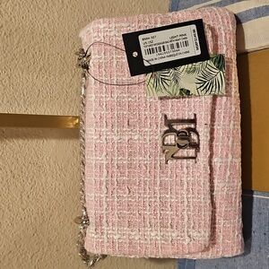 Badgley Mischka Pink Tweed Shoulder Bag